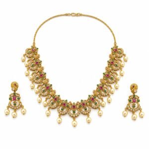 Maharani Kundan Pearl Necklace & Earrings Set