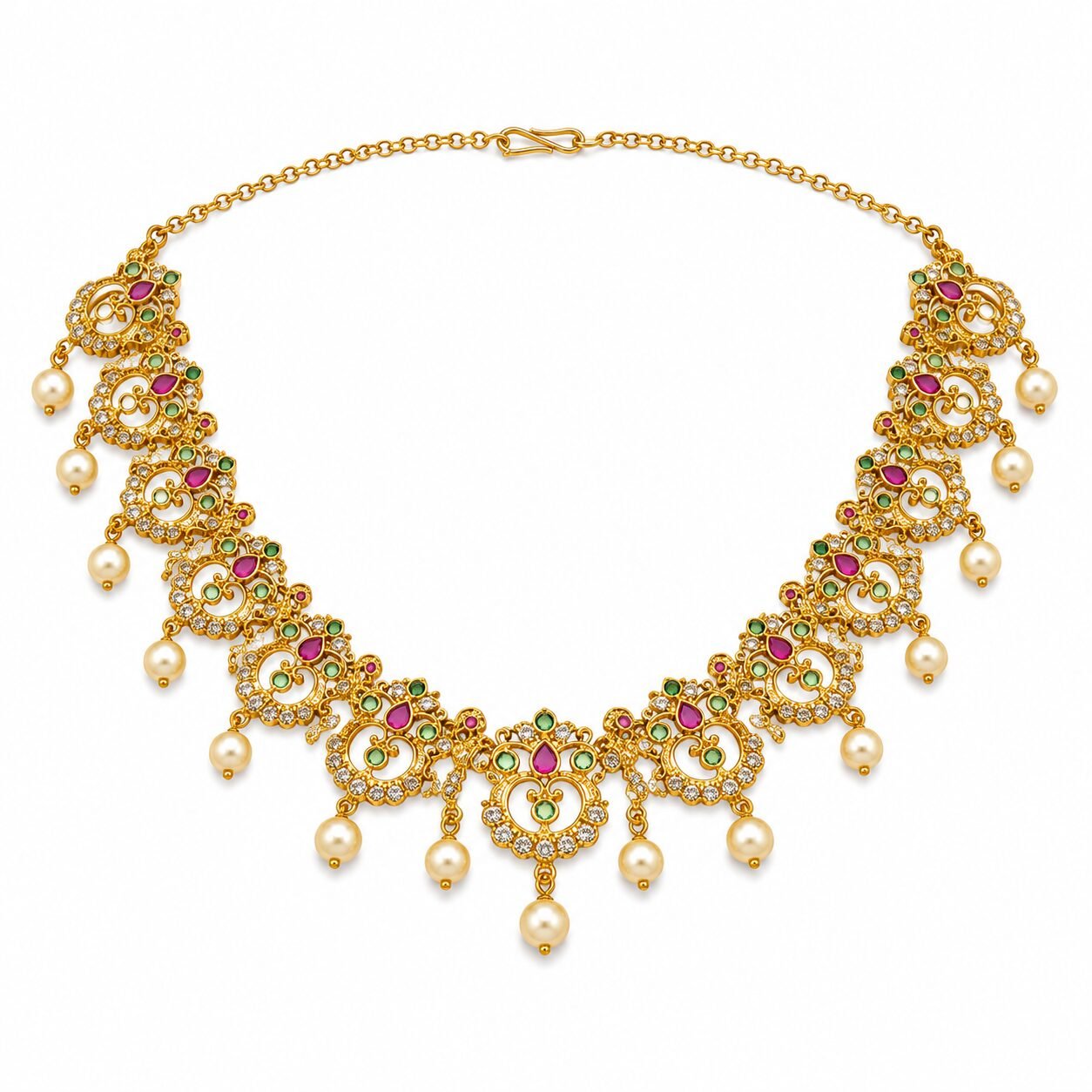 Maharani Kundan Pearl Necklace & Earrings Set — view 4 of 4