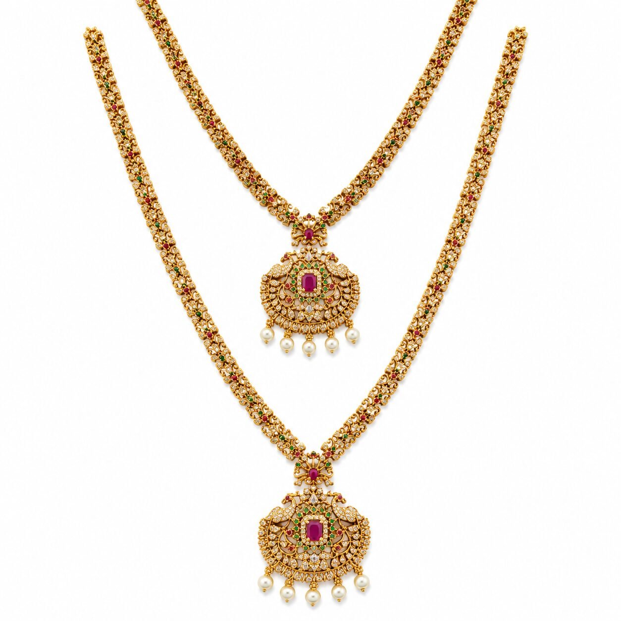 Maharani Ruby Kundan Bridal Jewellery Set - Image 3