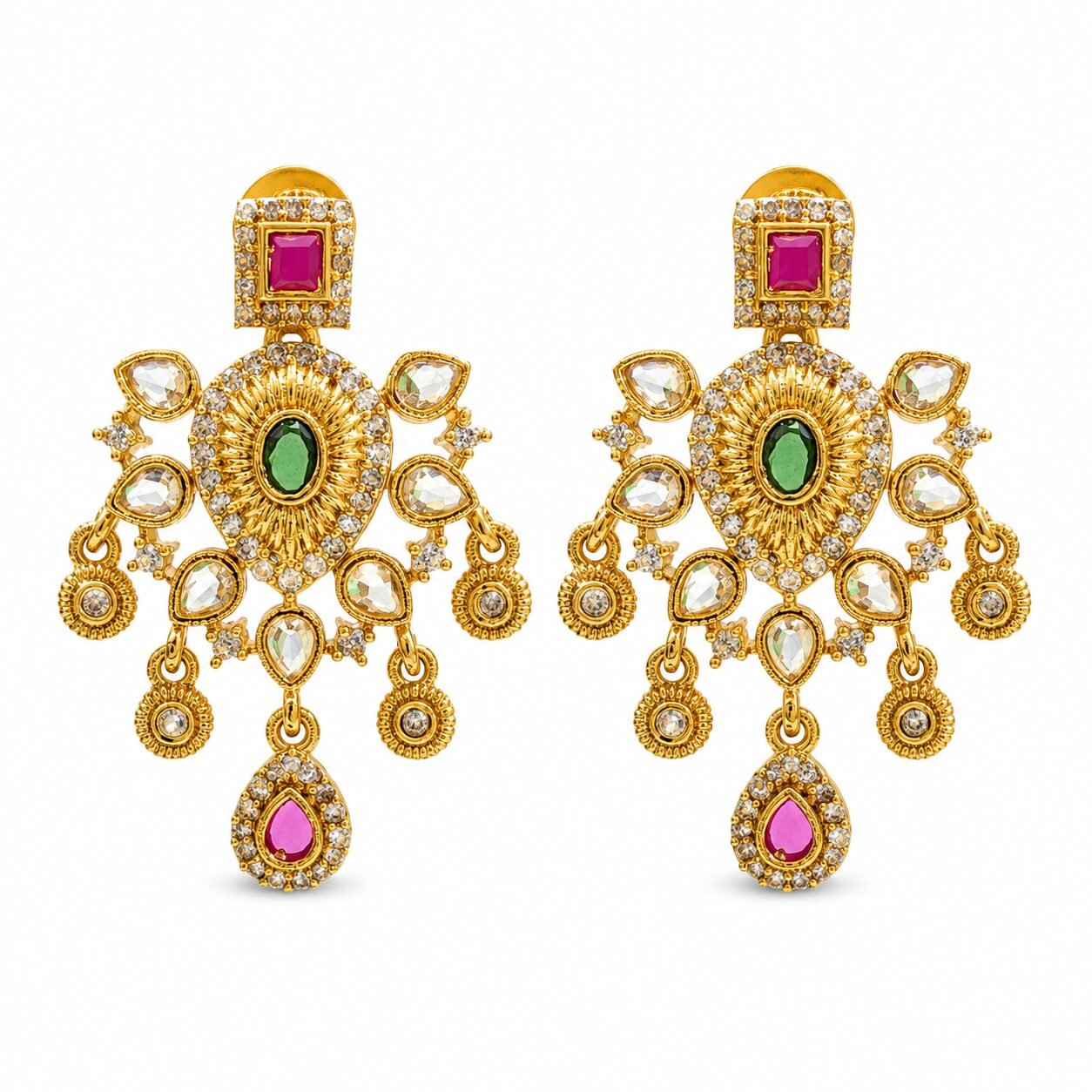 Maharani Navratna Kundan Necklace Set - Image 3