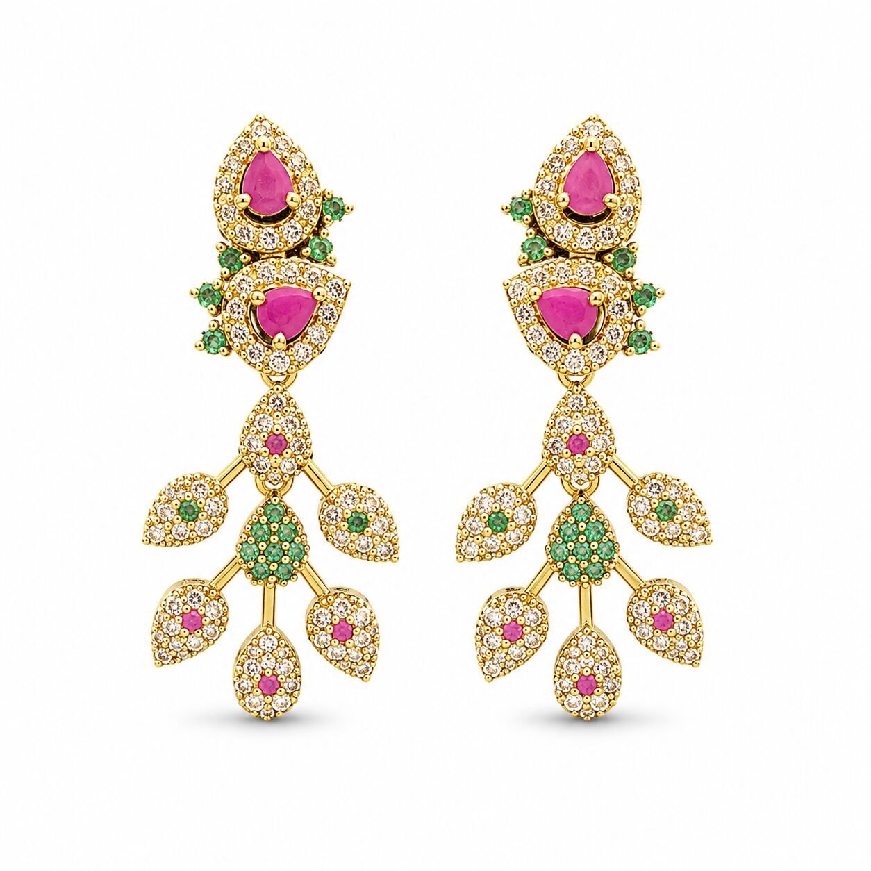 Mayura Ruby & Emerald Leaf Necklace Set — view 4 of 4