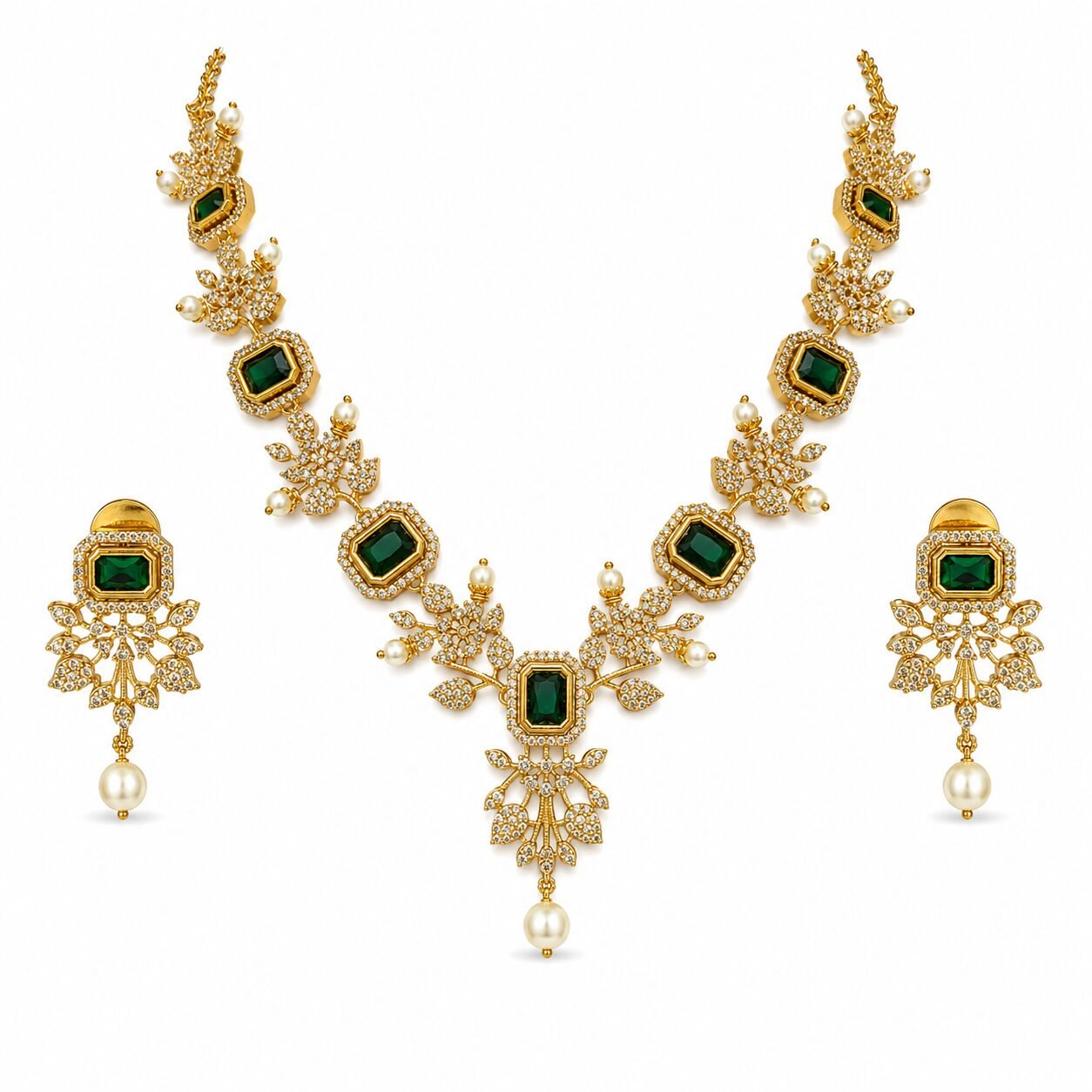 Emerald Garden Pearl Necklace Set