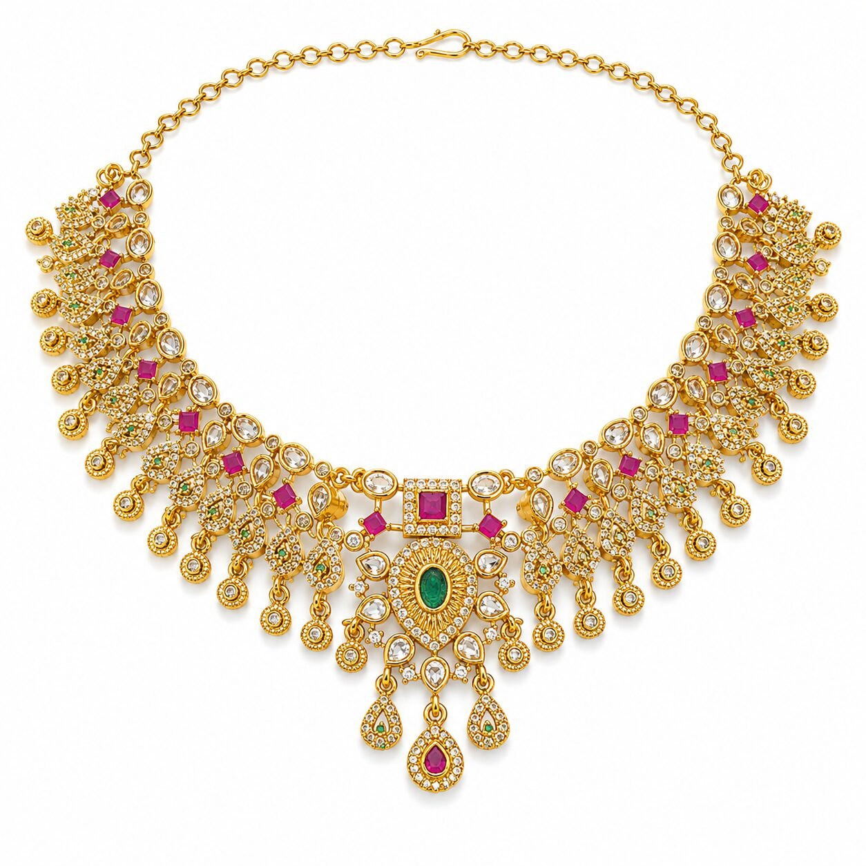 Maharani Navratna Kundan Necklace Set - Image 4
