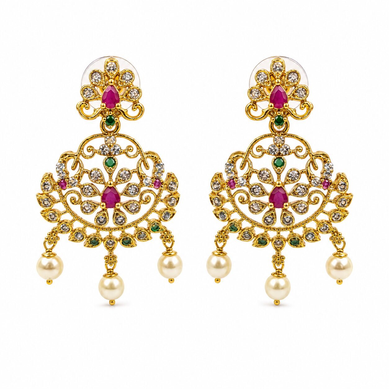 Maharani Ruby Kundan Bridal Jewellery Set - Image 4