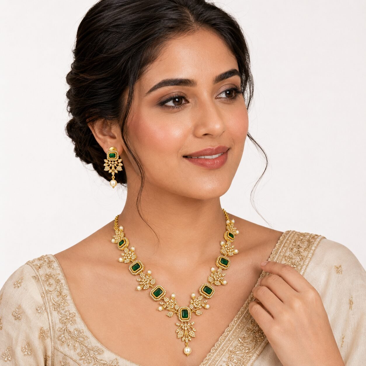 Emerald Garden Pearl Necklace Set — view 2 of 4