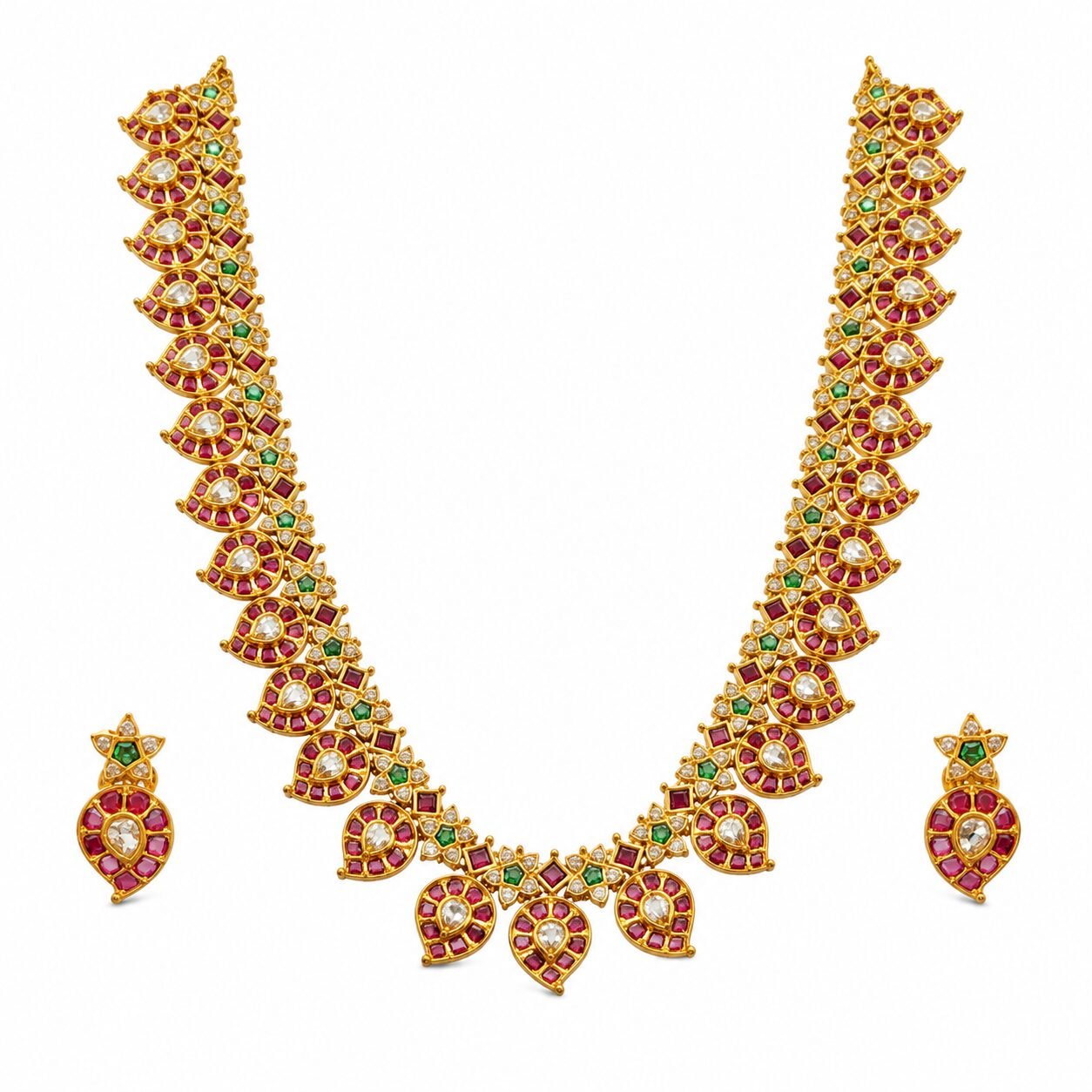 Maharani Ruby & Emerald Kundan Necklace Set