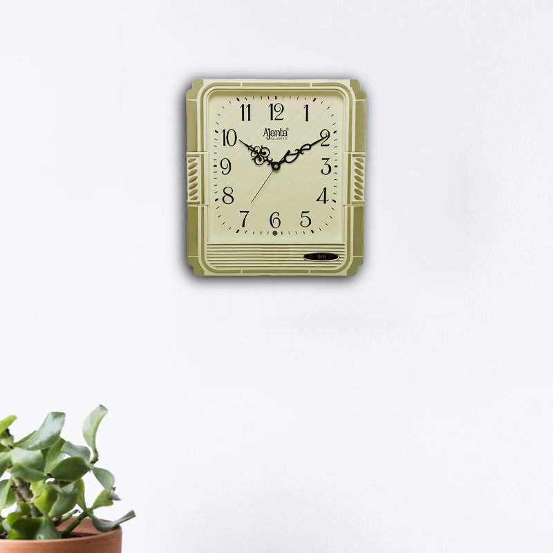 Ajanta Classic Square Quartz Wall Clock – Ivory Gold — view 2 of 2