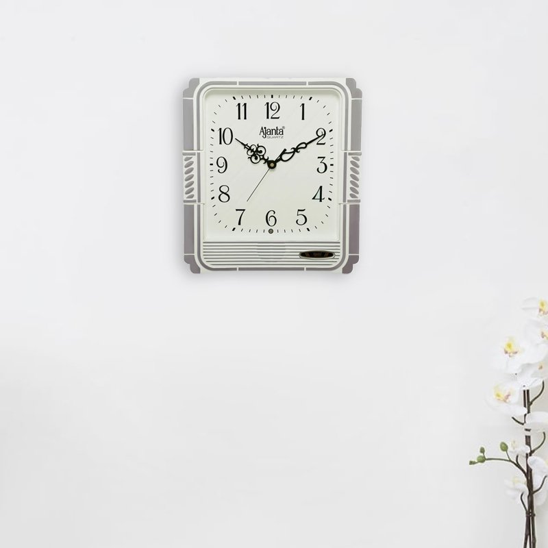 Ajanta Classic Silver Square Quartz Wall Clock — view 2 of 2