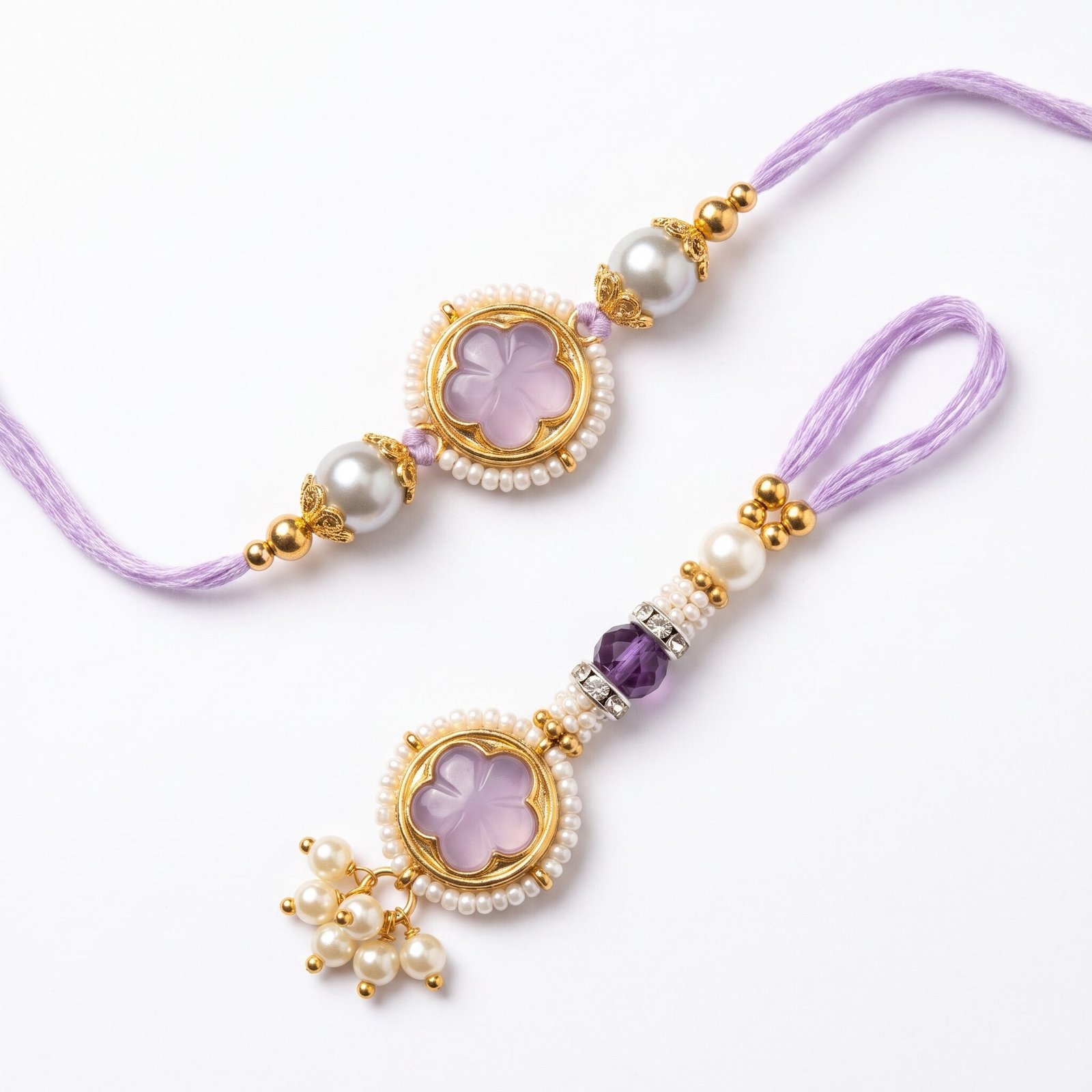 Lavender Bloom Bhaiya Bhabhi Rakhi Set