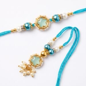 Aqua Pearl Bhaiya Bhabhi Rakhi Set