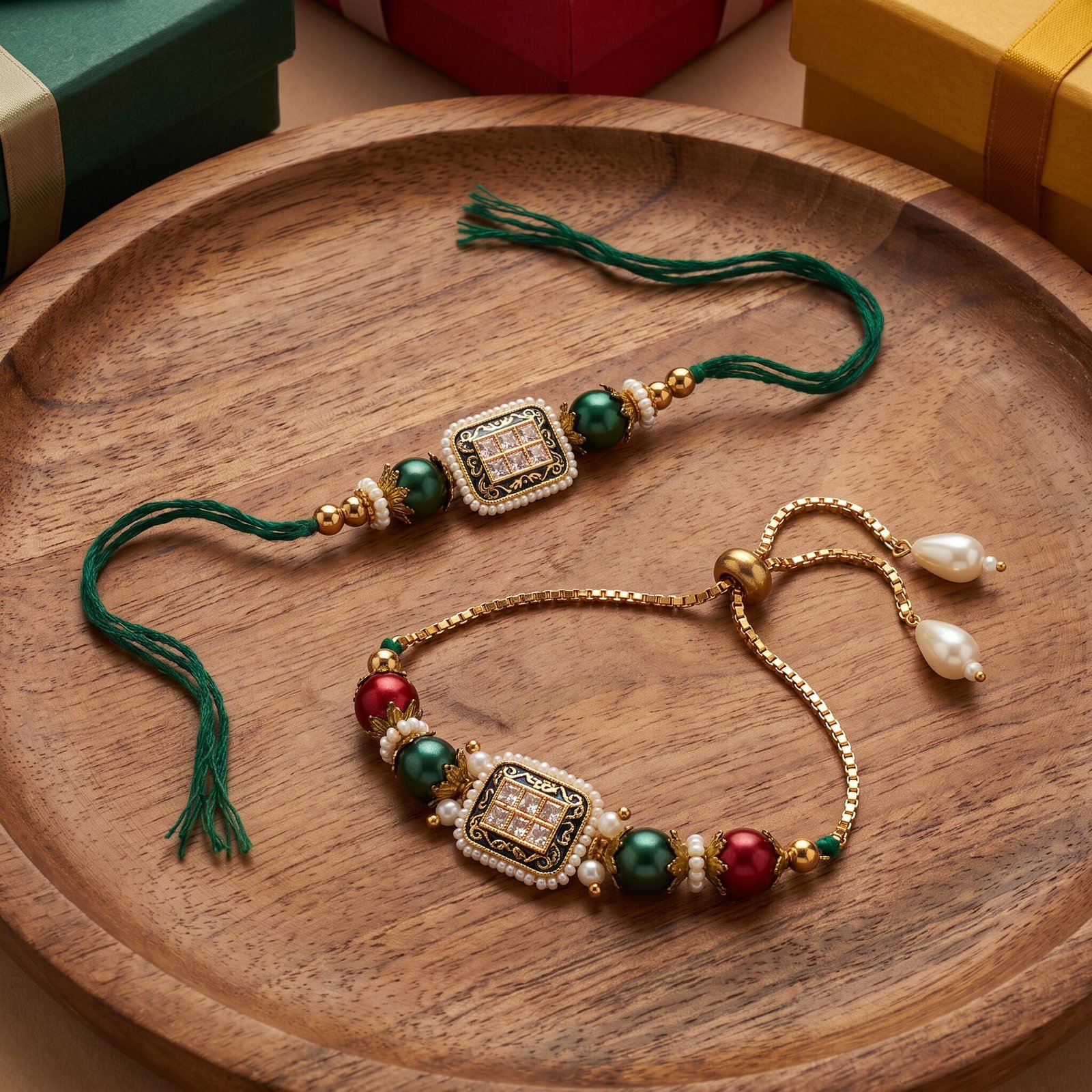Emerald Royal Bhaiya Bhabhi Rakhi Set — view 2 of 2