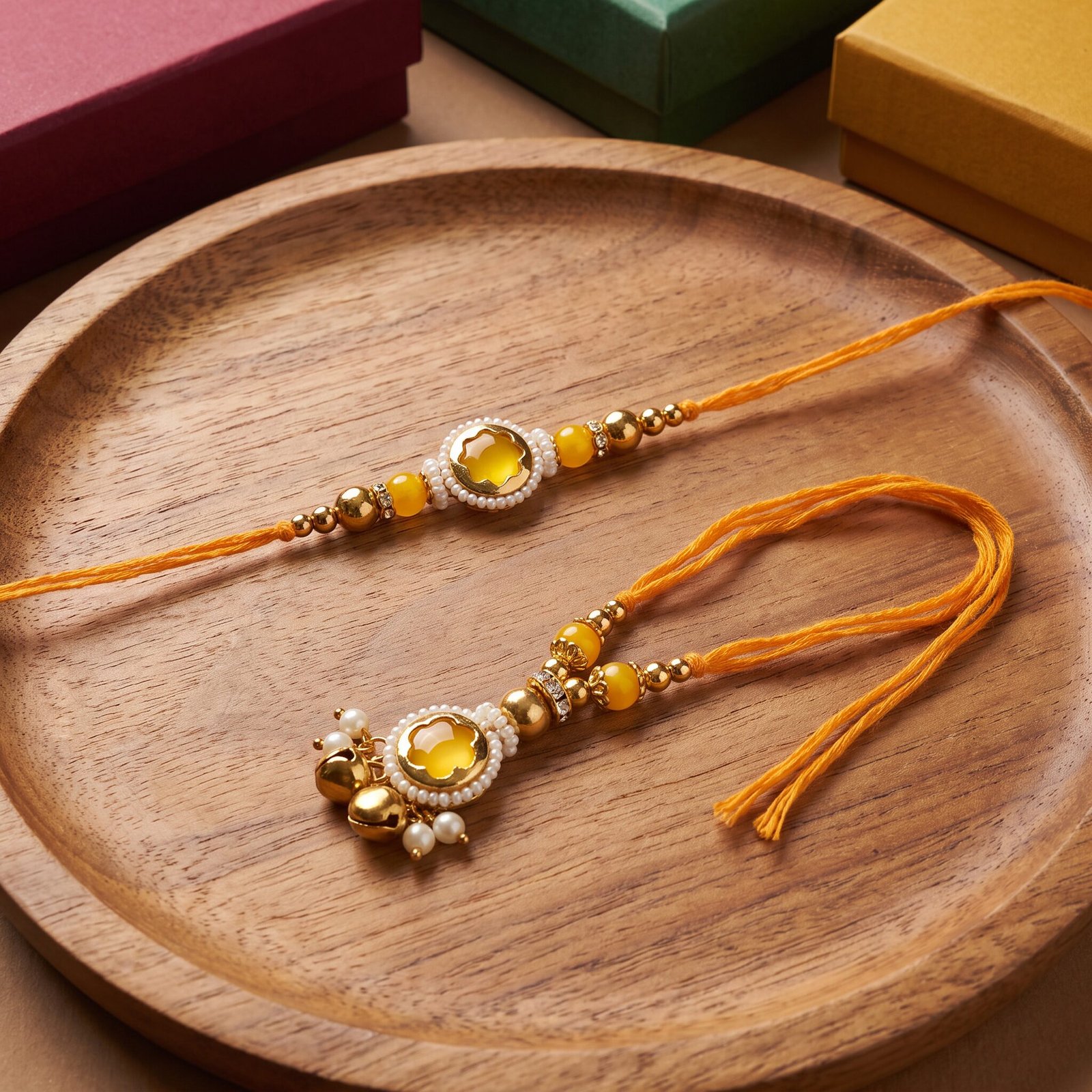 Golden Marigold Bhaiya Bhabhi Rakhi Set — view 2 of 2