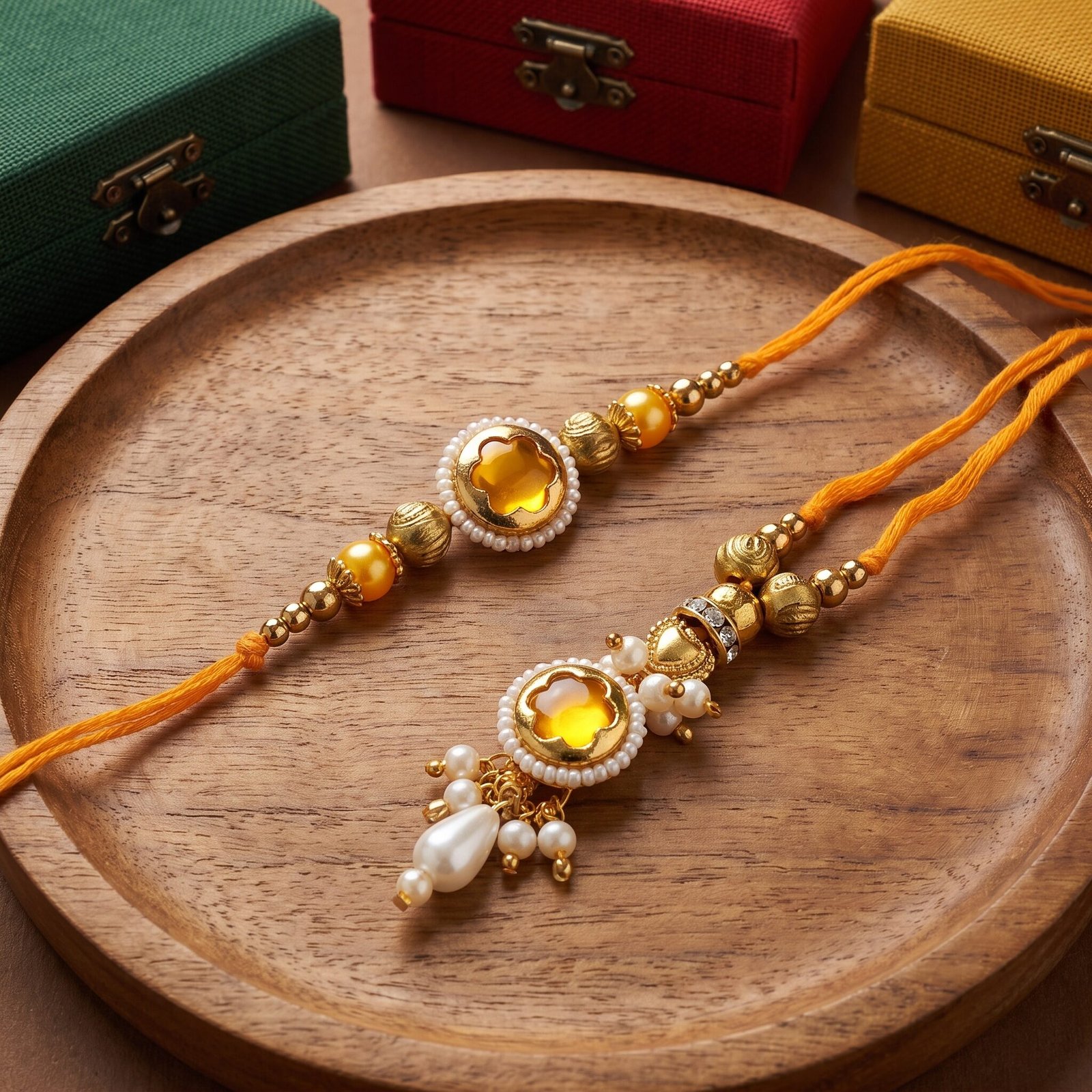 Sunlit Pearl Bhaiya Bhabhi Rakhi Set — view 2 of 2