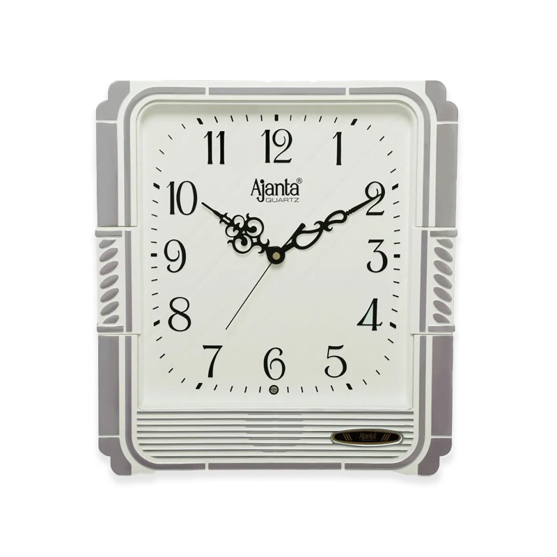 Ajanta Classic Silver Square Quartz Wall Clock