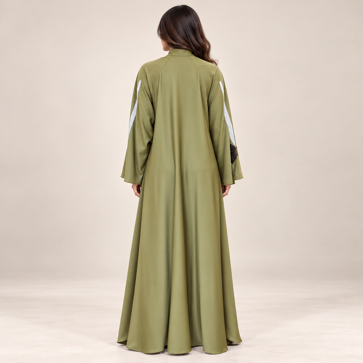 Olive Green Bow-Detail Abaya with Tie Belt — view 4 of 4