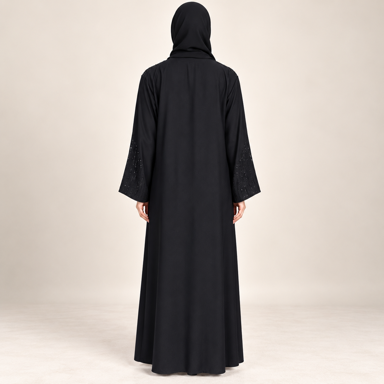 Black Abaya with Scattered Crystal Detailing — view 2 of 4