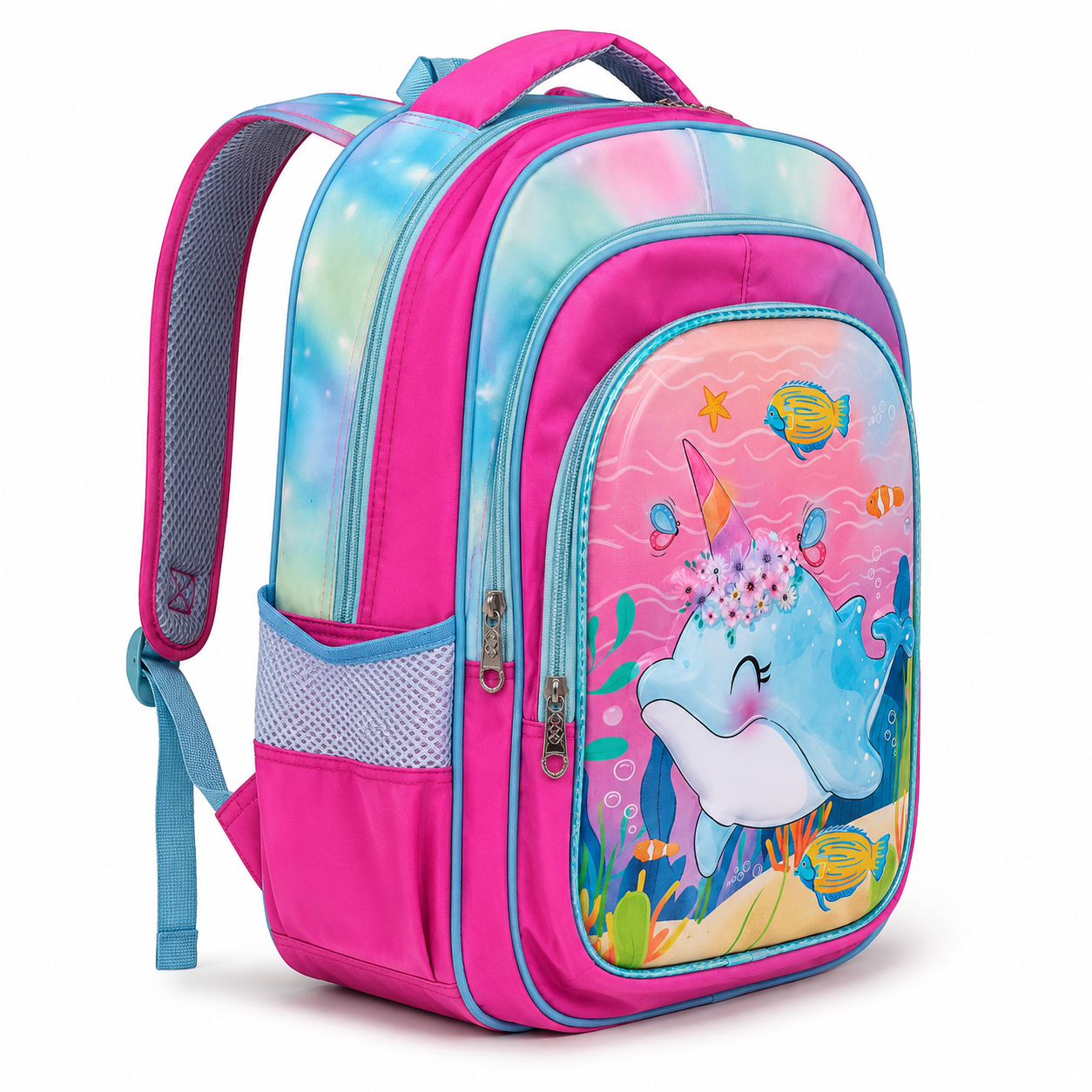 Kids' Sea Life Print School Backpack – Pink & Blue — view 4 of 4