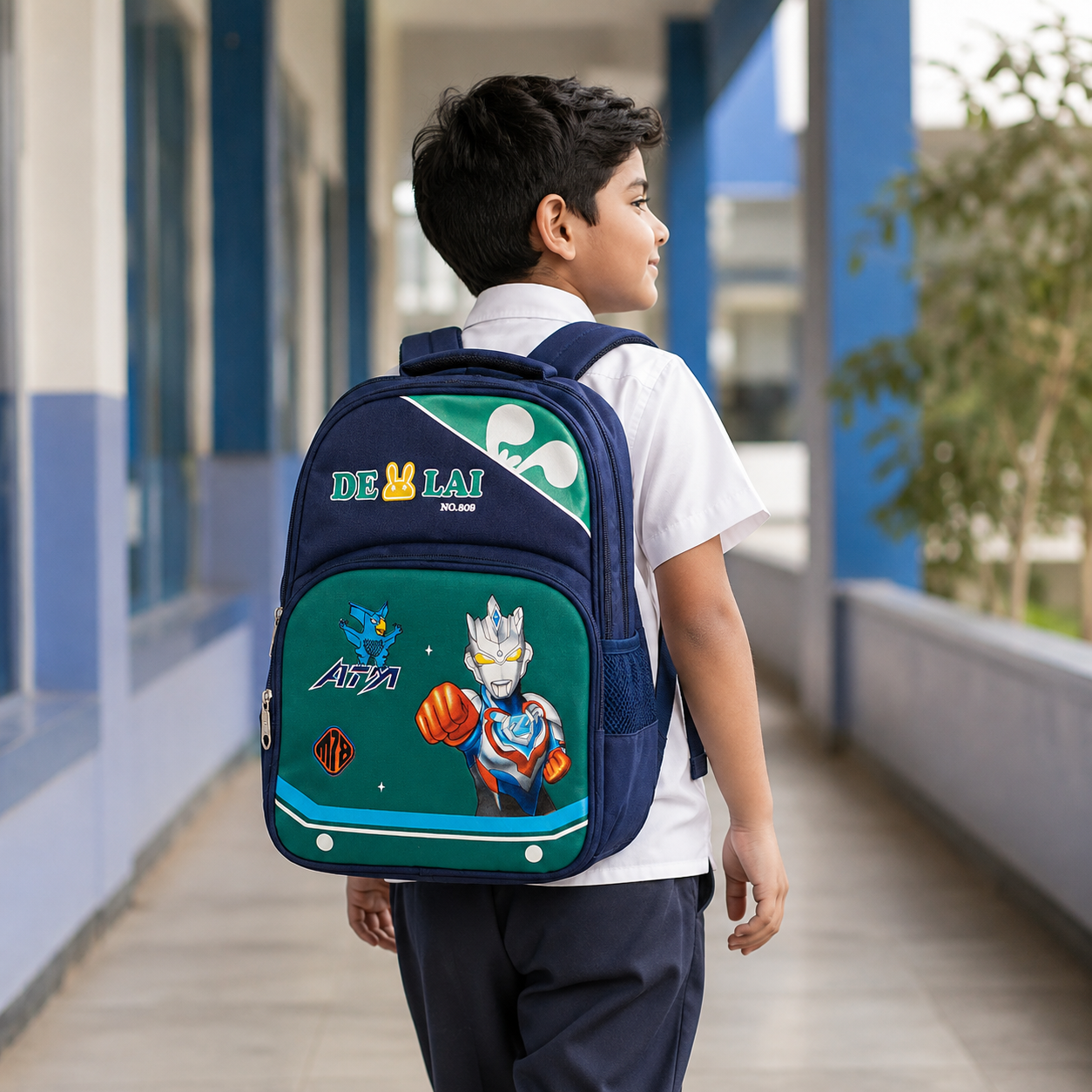 Boys school bag detail of padded shoulder straps