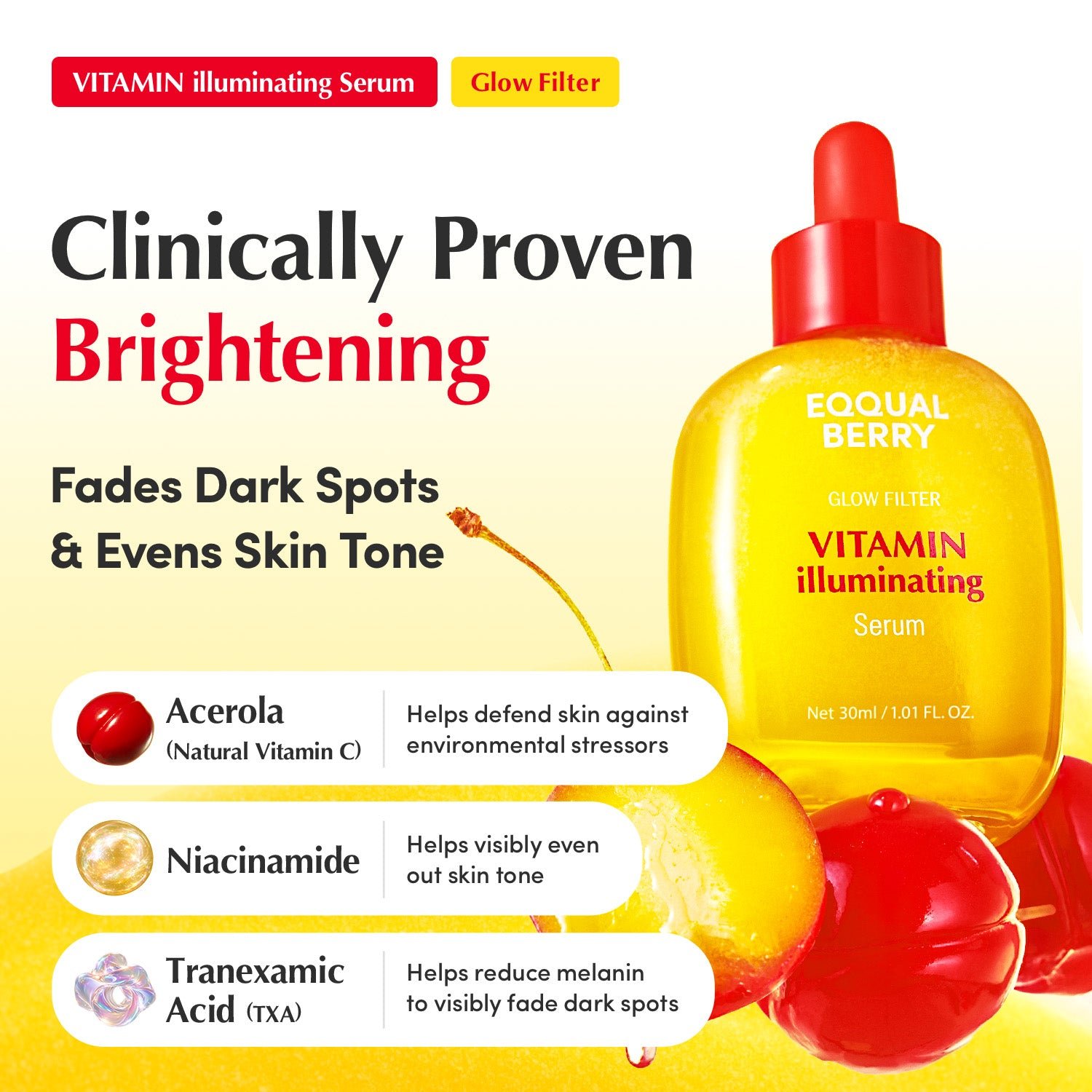 EQQUALBERRY Vitamin Illuminating Serum 30ml key ingredients