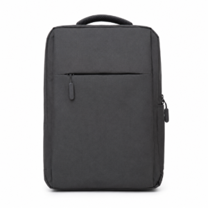 Charcoal slim business laptop backpack front view with zip pocket
