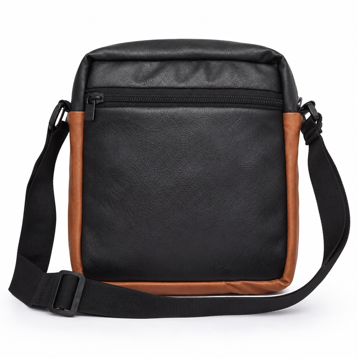 Two-tone sling bag rear view showing back zip pocket