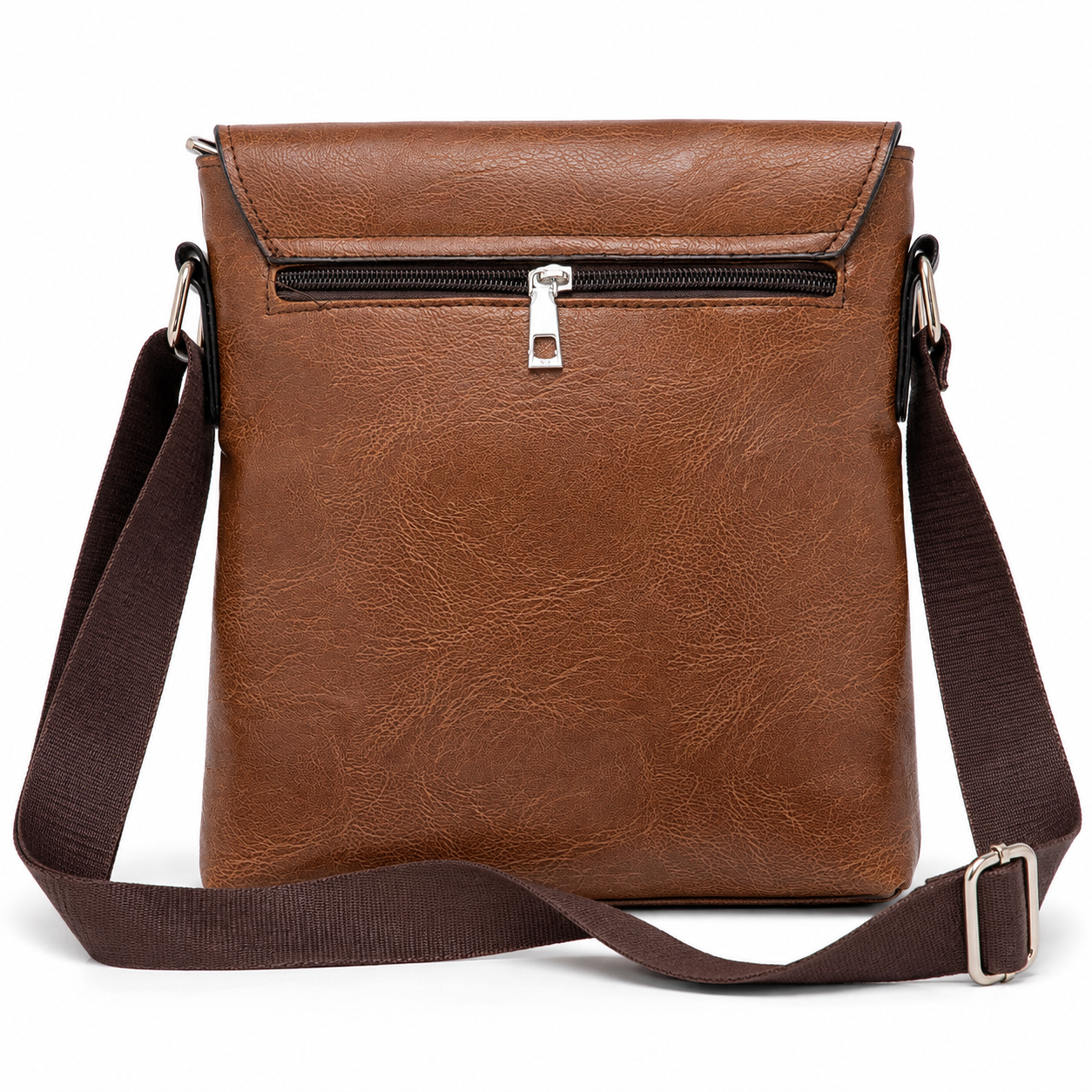 Faux Leather Flap Crossbody Sling Bag – Brown — view 4 of 4