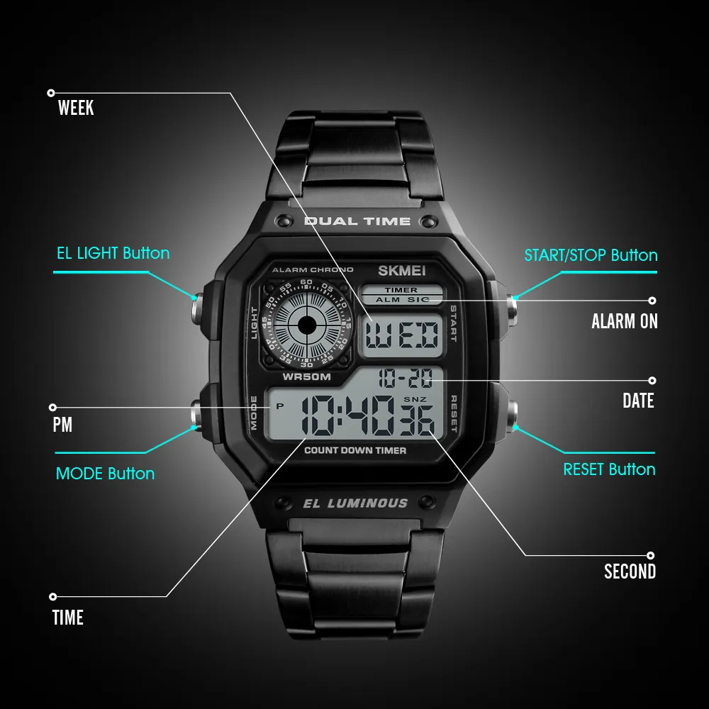 SKMEI 1335 Digital Dual Time Watch