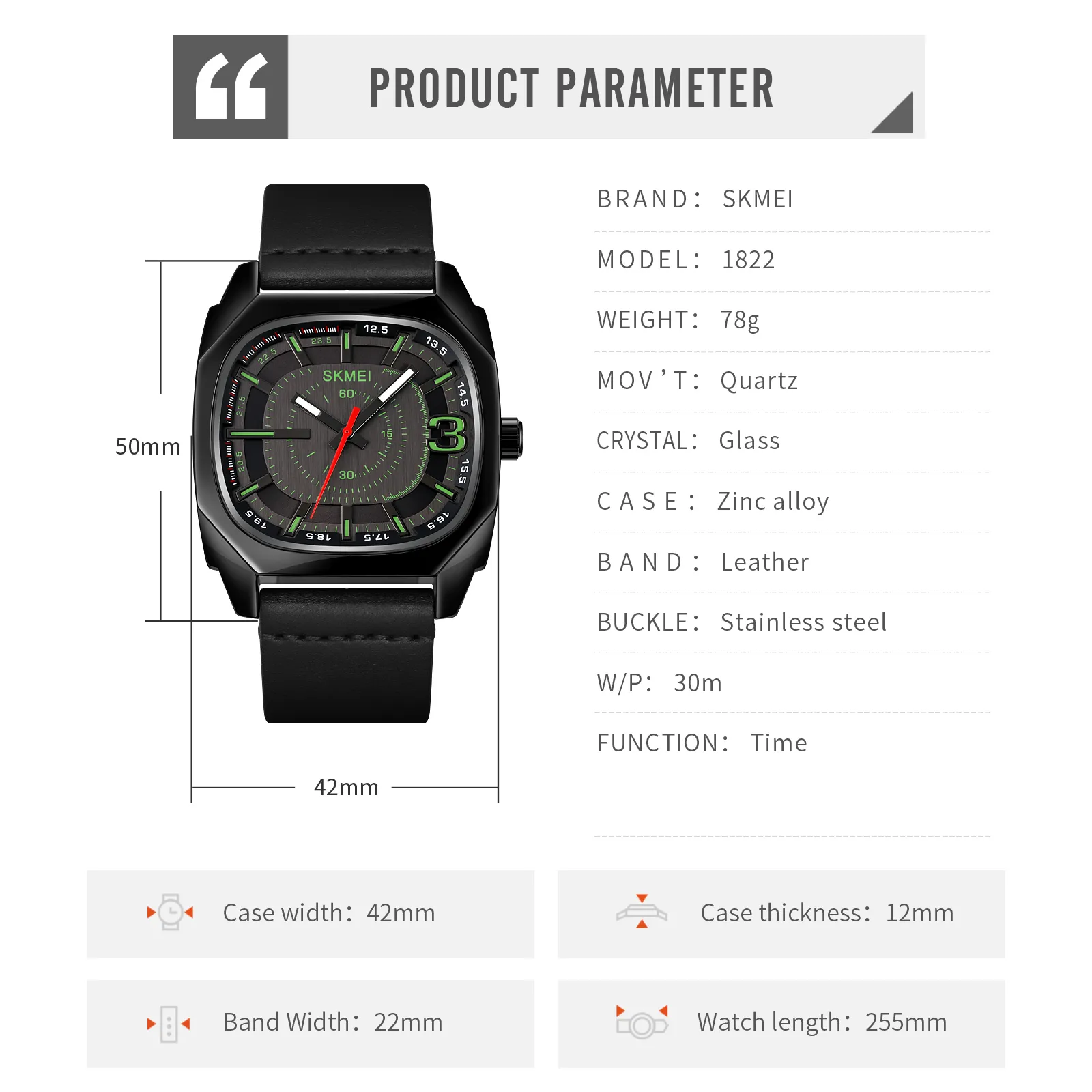 SKMEI 1822 Analog Leather Watch — view 4 of 4