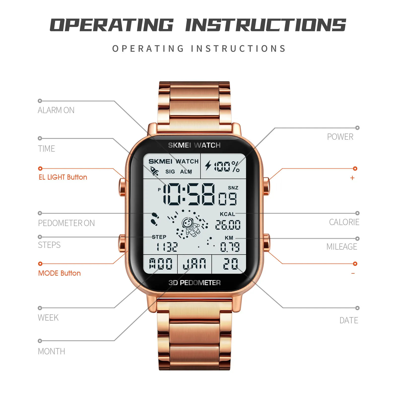 SKMEI 1888 Digital Pedometer Watch