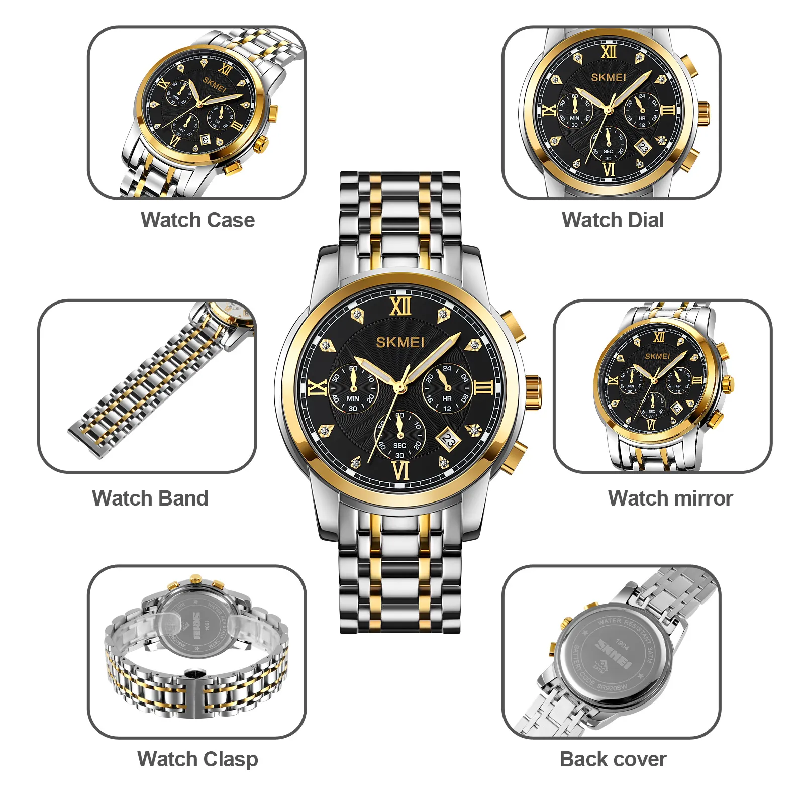 SKMEI 1904 Multi-Dial Analog Quartz Watch