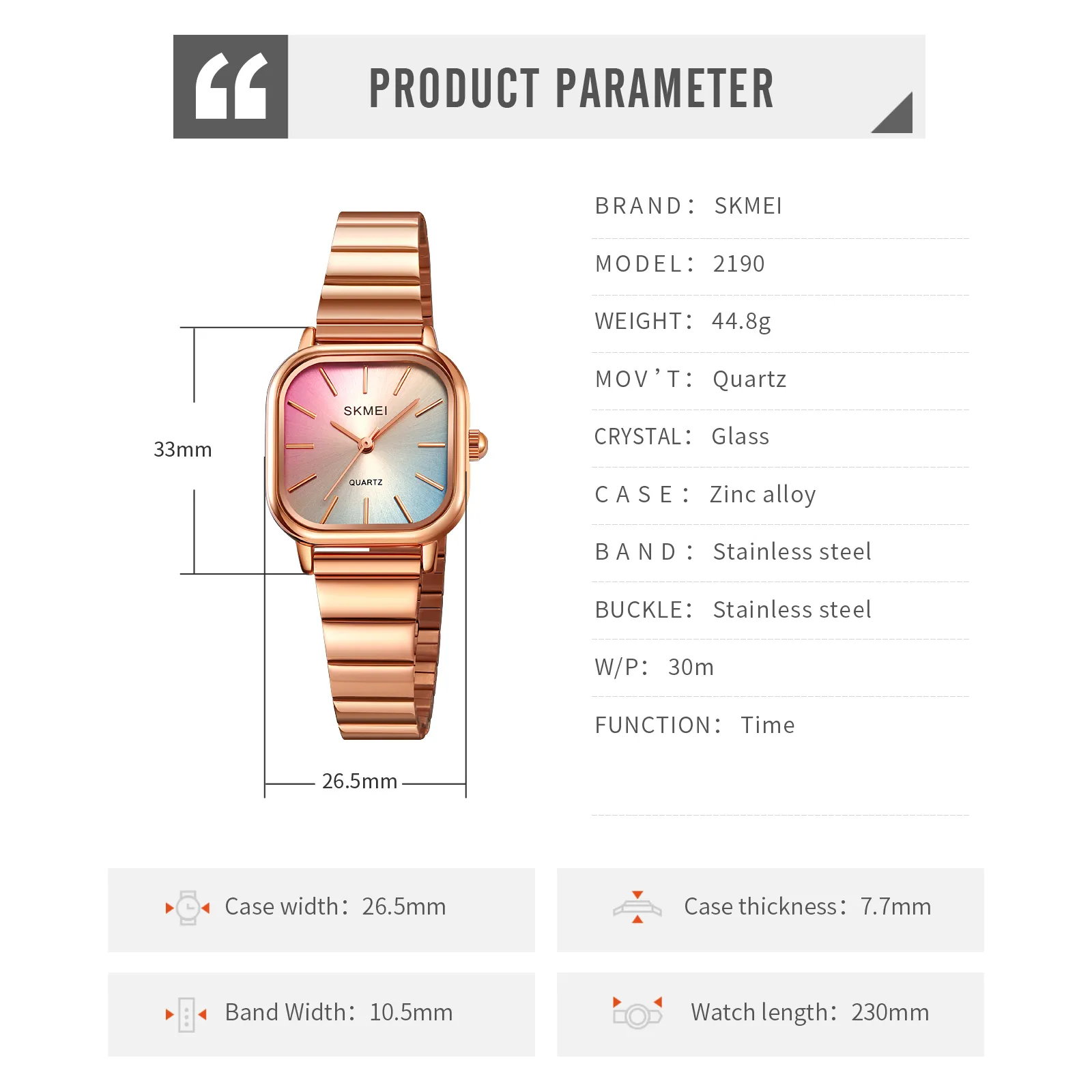 SKMEI 2190 Women's Analog Quartz Watch