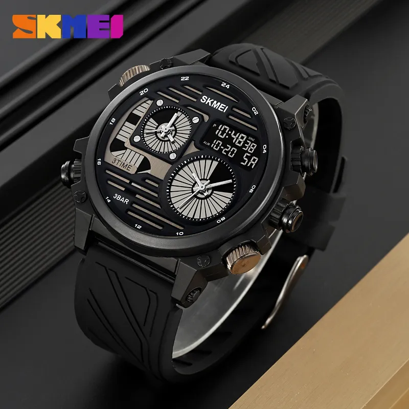 SKMEI 2202 Triple Time Analog Digital Sports Watch