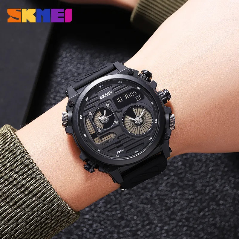 SKMEI 2202 Triple Time Analog Digital Sports Watch