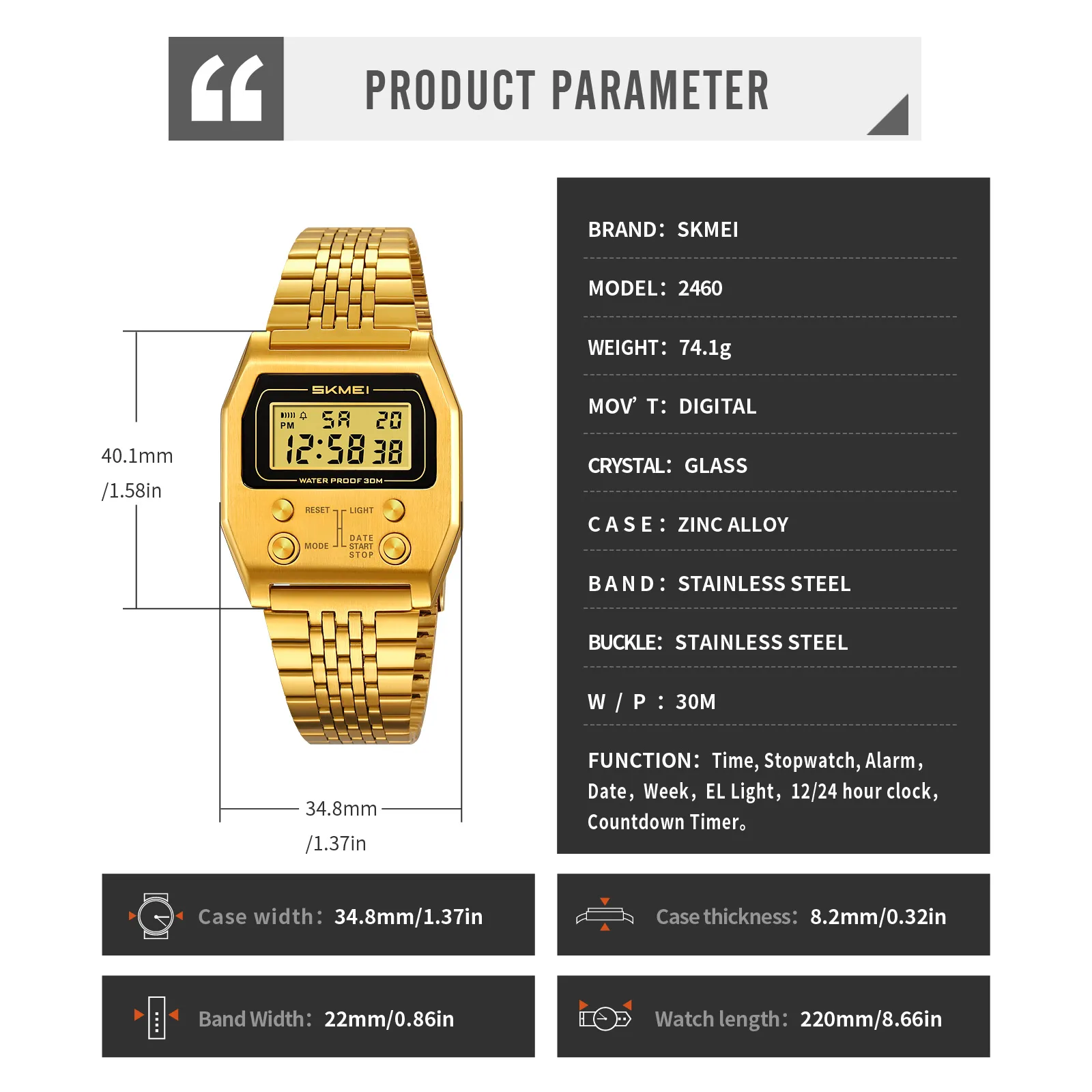 SKMEI 2460 Retro Digital Watch — view 5 of 8