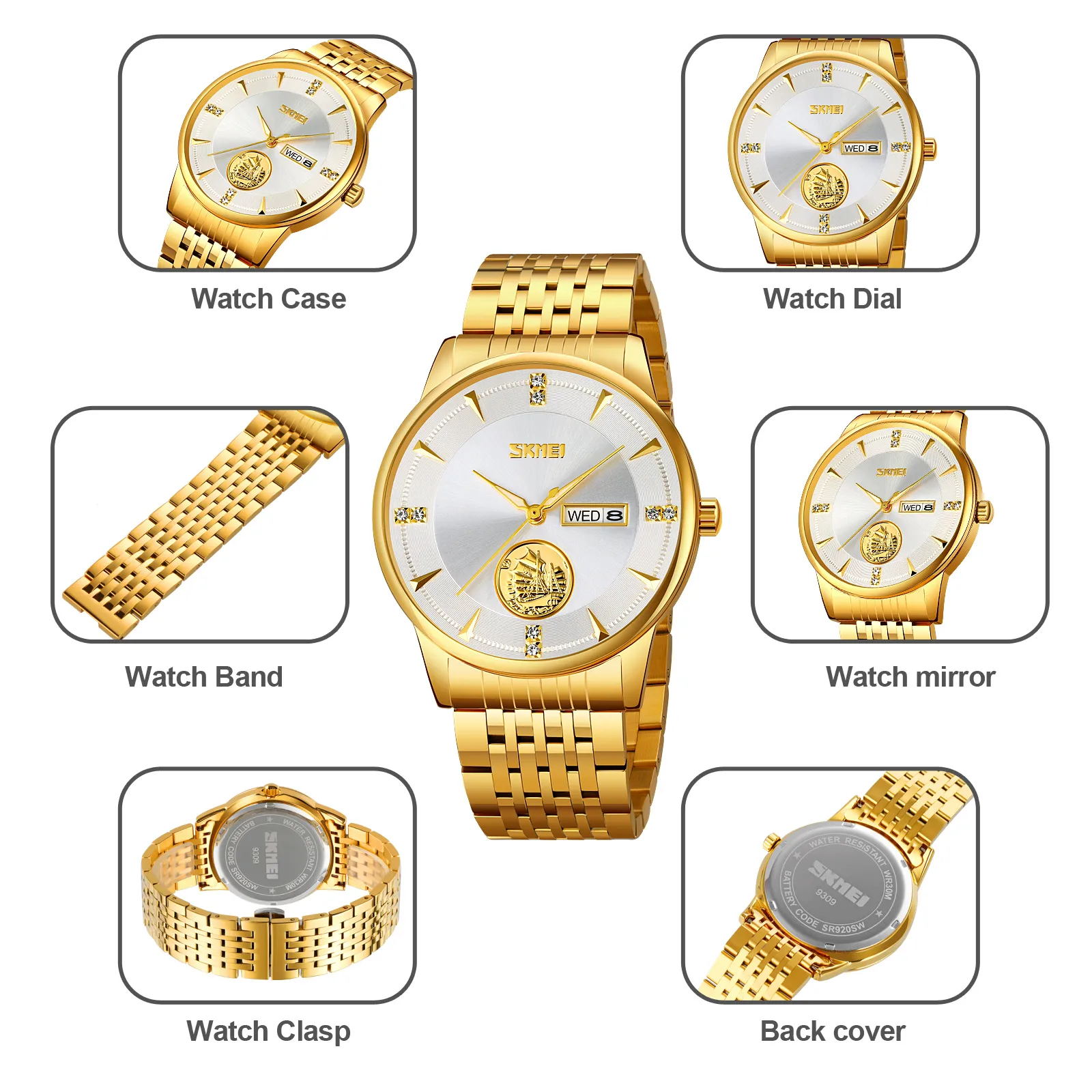SKMEI 9309 Classic Analog Quartz Watch