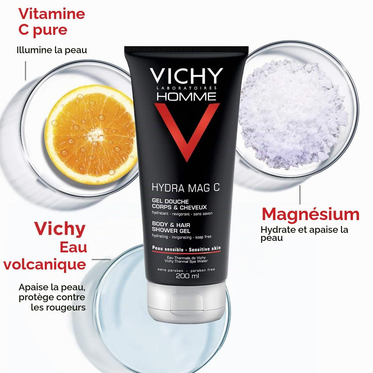 Vichy Homme Hydra Mag C Body & Hair Shower Gel 200ml — view 3 of 6