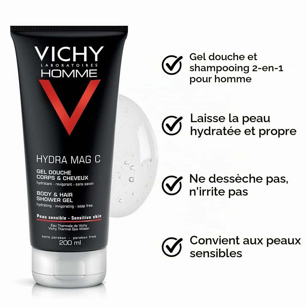 Vichy Homme Hydra Mag C Body & Hair Shower Gel 200ml — view 4 of 6